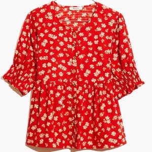Madewell button front peplum top